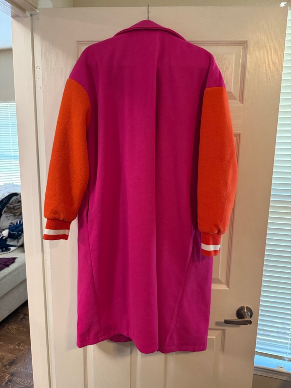 SHEIN Hot Pink Coat with Orange Sleeves - Picture 3 of 3